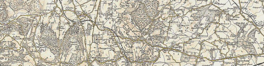 Old map of Dursley Cross in 1899-1900