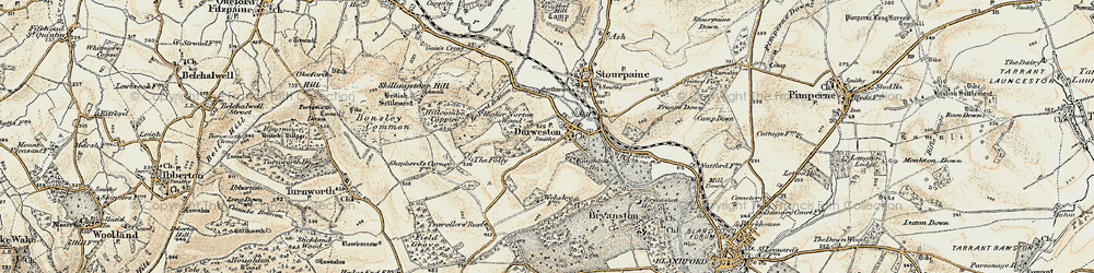 Old map of Blandford Forest in 1897-1909