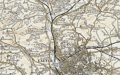 Old map of Duryard in 1898-1900