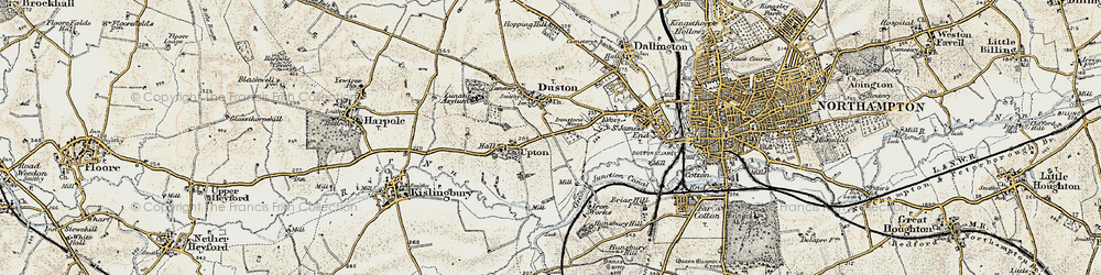 Old map of Duston in 1898-1901
