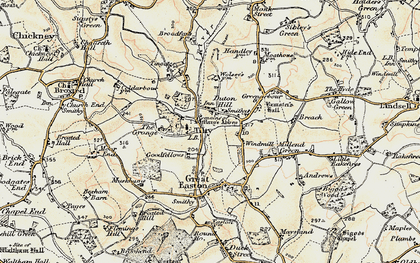 Old map of Duton Hill in 1898-1899