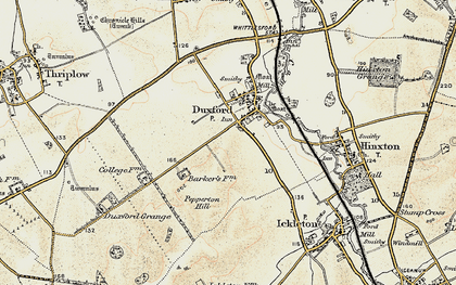 Old map of Duxford in 1898-1901