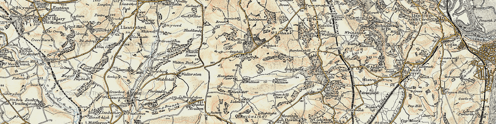 Old map of Dyffryn in 1899-1900