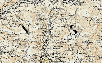 Old map of Dyffryn in 1900-1901