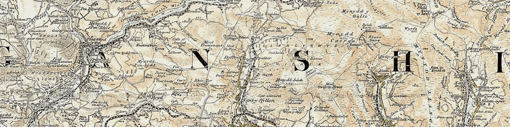Old map of Dyffryn in 1900-1901