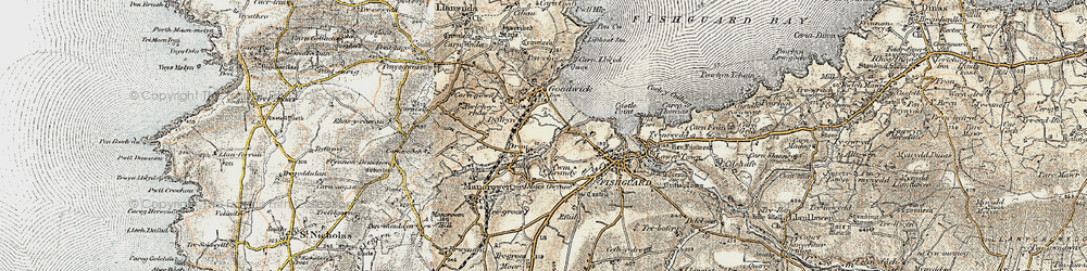 Old map of Dyffryn in 1901-1912