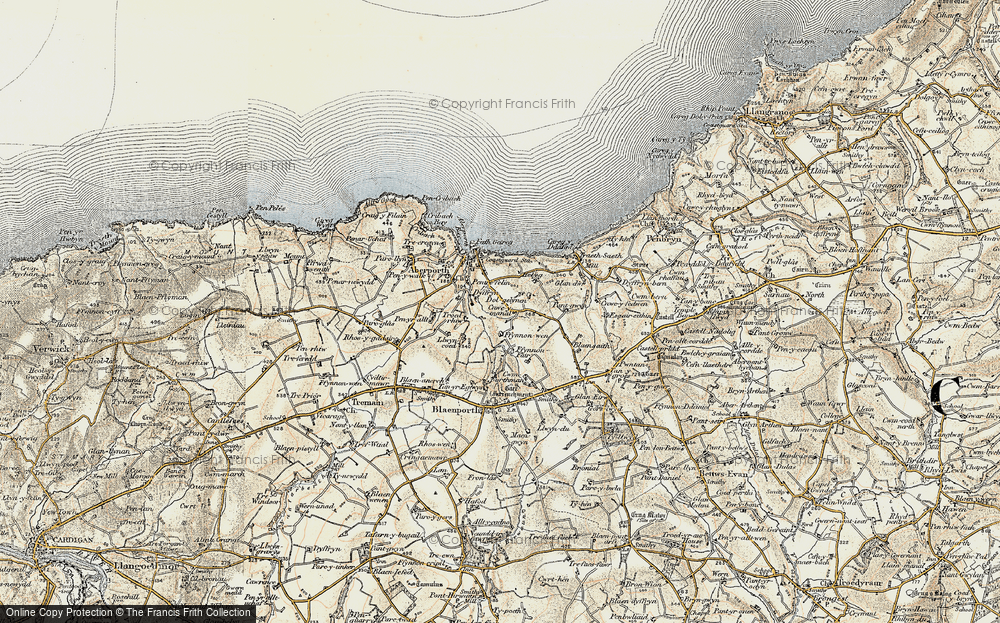 Old Map of Historic Map covering Castell Gwythian in 1901