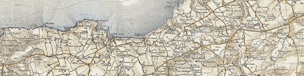 Old map of Dyffryn-bern in 1901