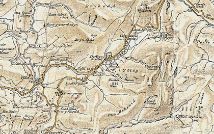 Old map of Afon Castell in 1901-1903