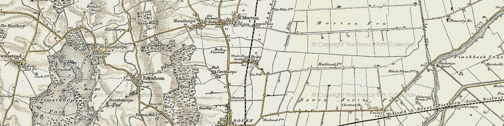 Old map of Dyke in 1901-1903