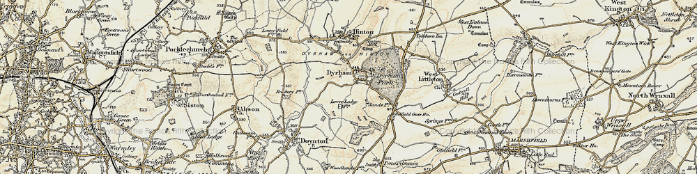 Old map of Dyrham in 1898-1899