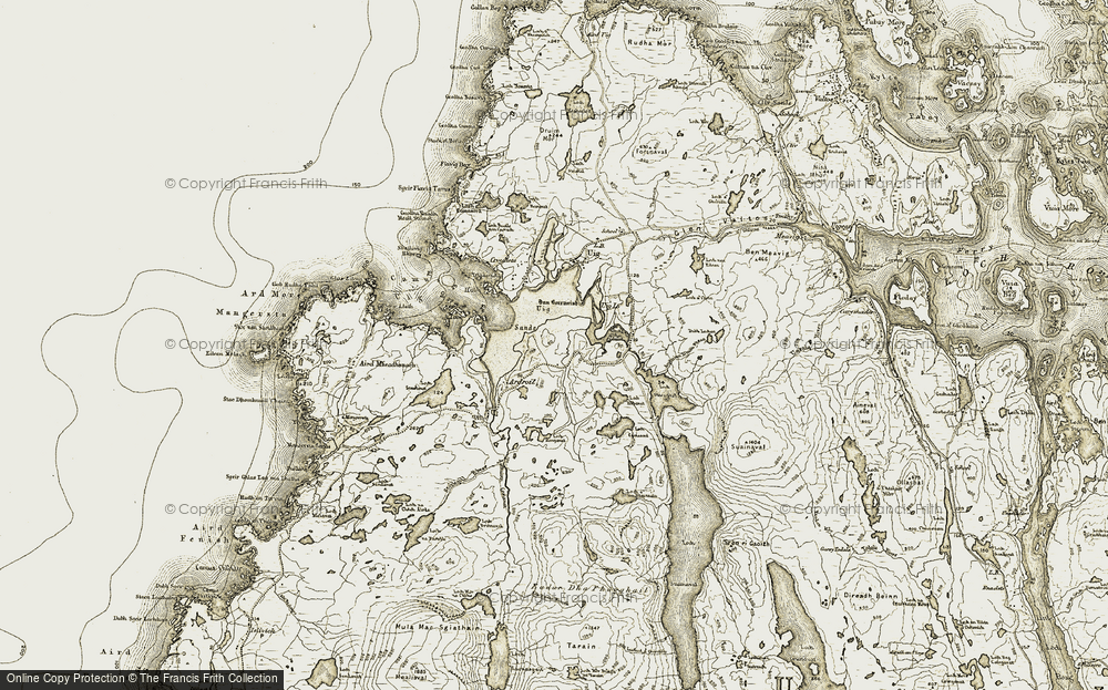 Old Map of Historic Map covering Abhainn Dhubh Bheag in 1911