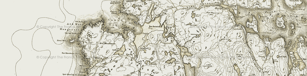 Old map of Eadar Dha Fhadhail in 1911