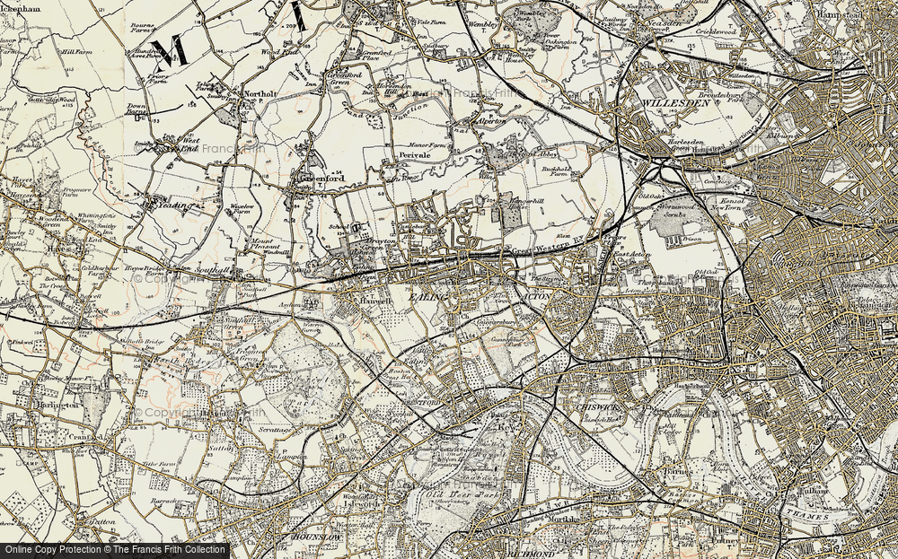 Old Map of Historic Map covering Ealing in 1897-1909