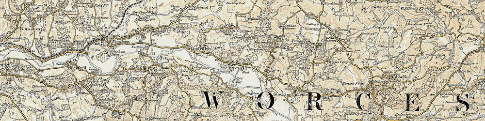 Old map of Eardiston in 1901-1902