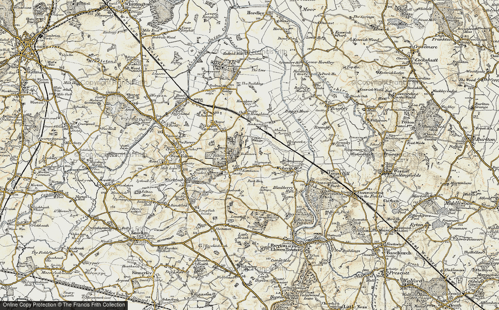 Old Map of Historic Map covering Wykeymoss in 1902