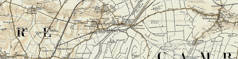 Old map of Earith in 1901