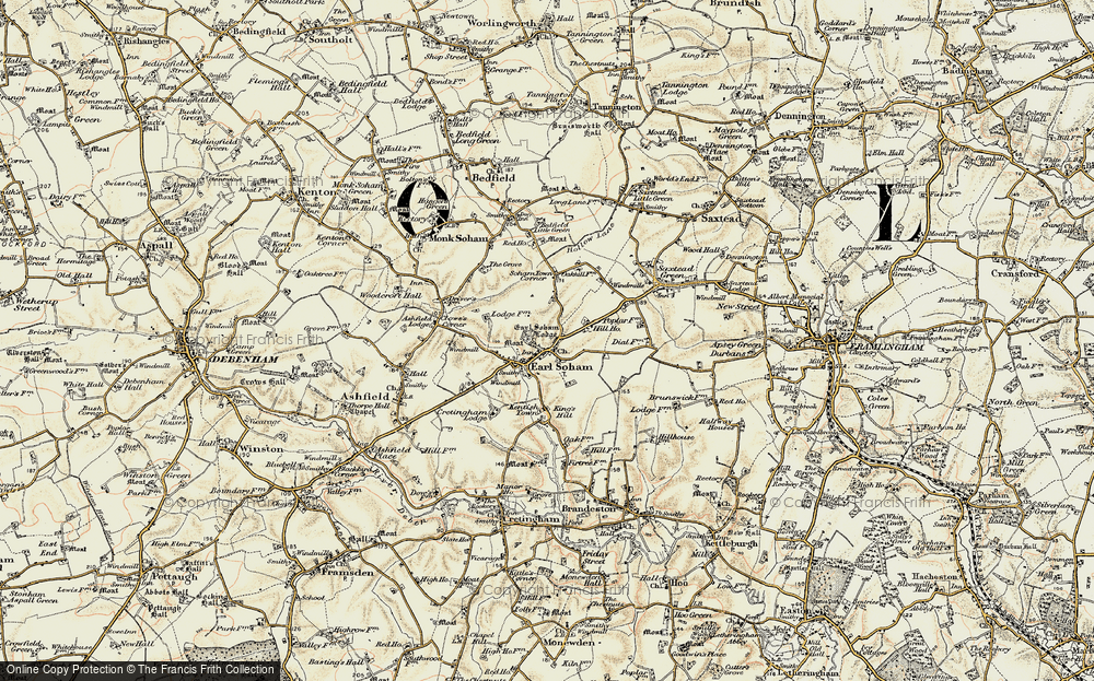 Old Map of Earl Soham, 1898-1901 in 1898-1901