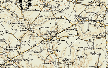 Old map of Earl Soham in 1898-1901