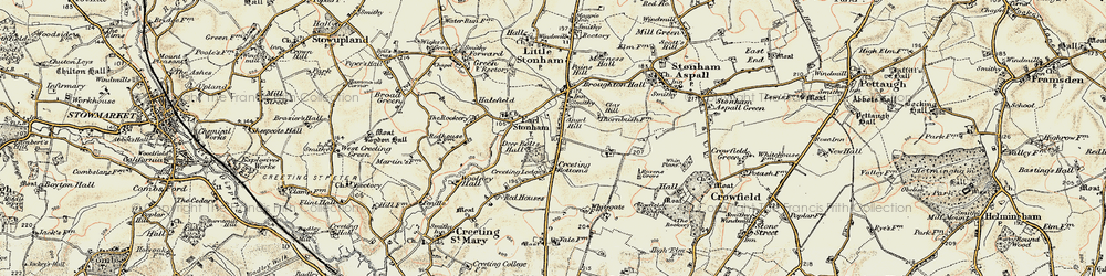 Old map of Earl Stonham in 1898-1901
