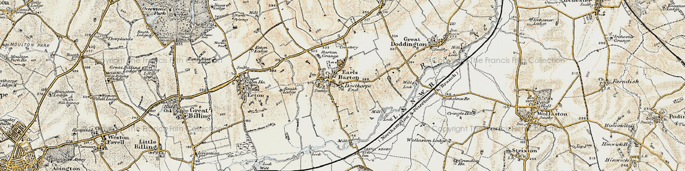 Old map of Earls Barton in 1898-1901