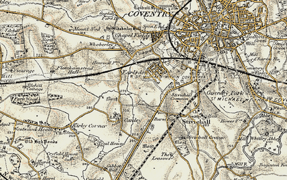 Old map of Earlsdon in 1901-1902