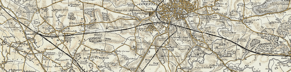 Old map of Earlsdon in 1901-1902