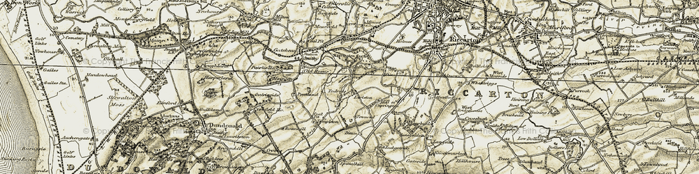 Old map of Earlston in 1905-1906