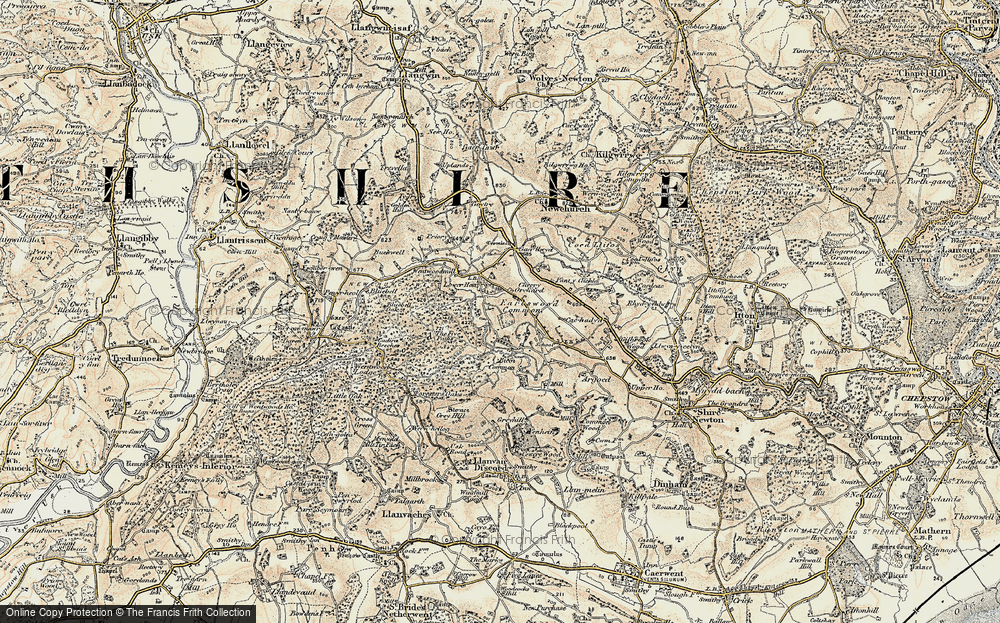 Old Map of Historic Map covering Bica Common in 1899-1900