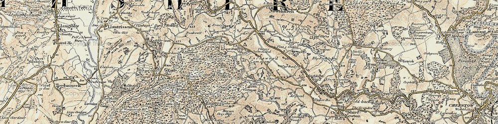 Old map of Bica Common in 1899-1900