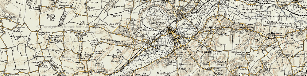 Old map of Earsham in 1901-1902