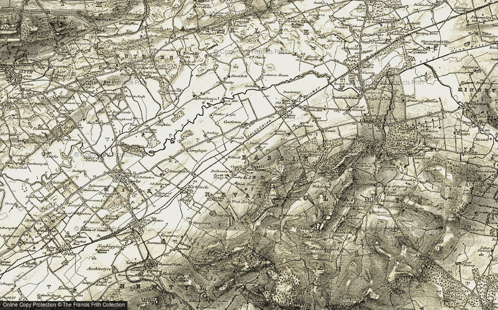 Old Map of Eassie, 1907-1908 in 1907-1908