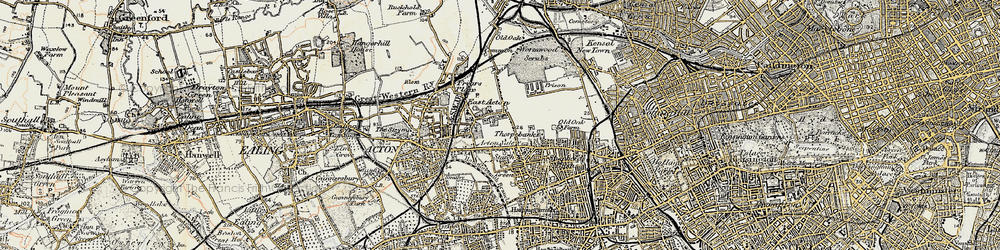 Old map of East Acton in 1897-1909