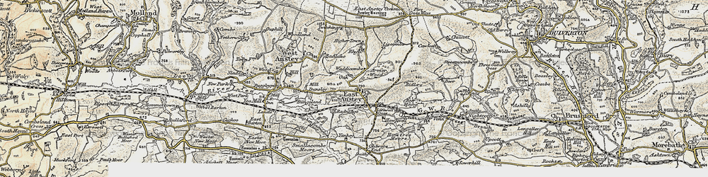 Old map of Beer Moors in 1900