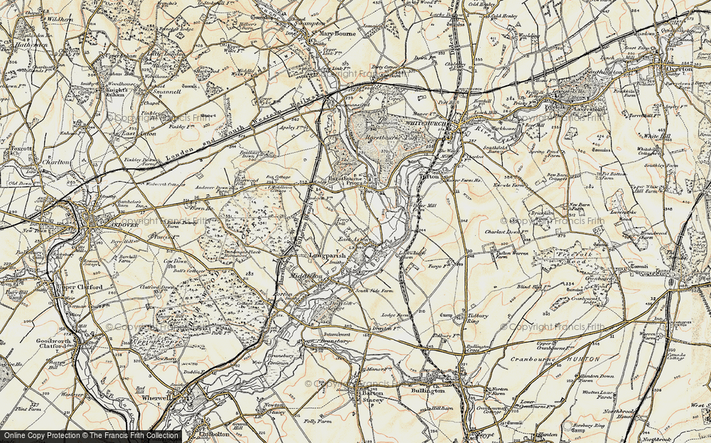 Old Map of Historic Map covering Hurstbourne Priors in 1897-1900