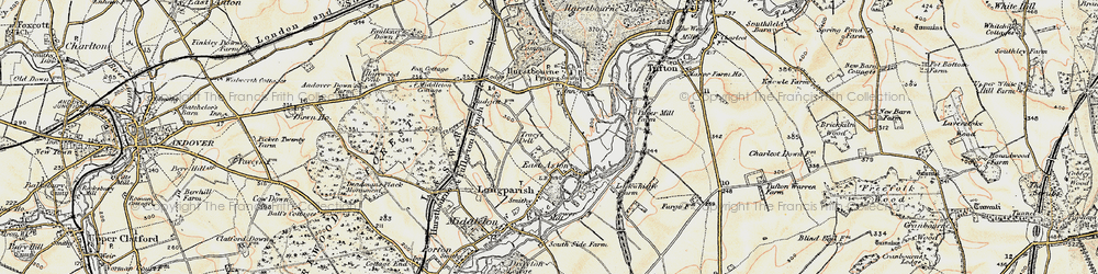 Old map of Hurstbourne Priors in 1897-1900