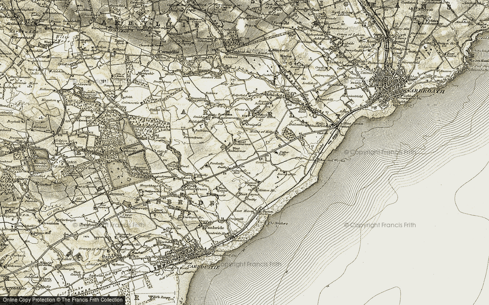 Old Map of East Balmirmer, 1907-1908 in 1907-1908