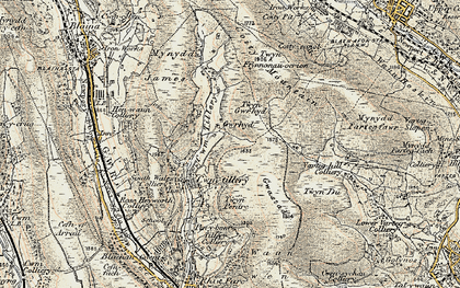Old map of Twyn Gwryd in 1899-1900