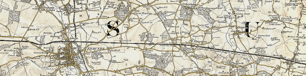 Old map of East Barton in 1899-1901