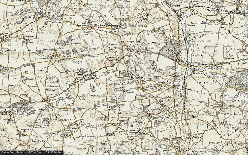 Old Map of East Bilney, 1901-1902 in 1901-1902