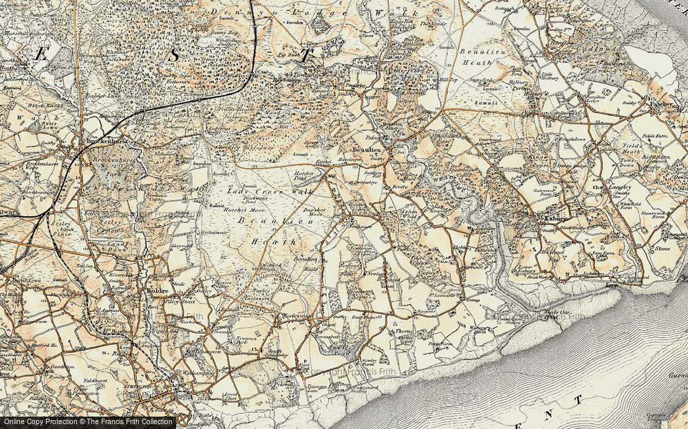 Old Map Hampshire 1910 80SW Boldre Sway 