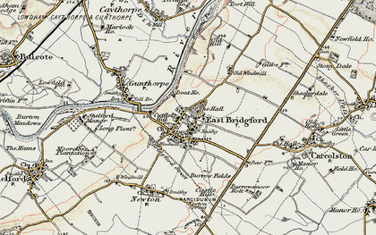 Old map of East Bridgford in 1902-1903