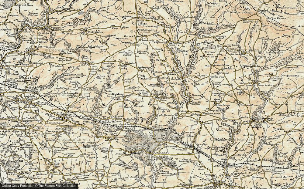 Old Map of Historic Map covering Westacott in 1900