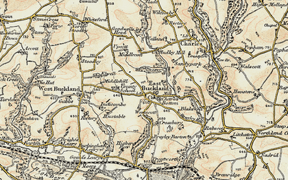 Old map of East Buckland in 1900