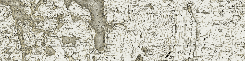 Old map of East Burrafirth in 1911-1912