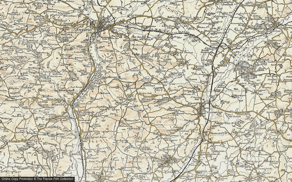 Old Map of Historic Map covering Birchen Oak in 1898-1900