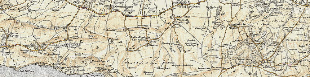Old map of East Chaldon in 1899-1909