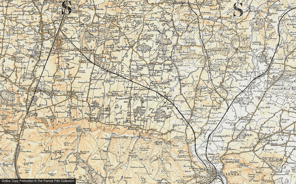 Old Map of Historic Map covering Brookhouse in 1898