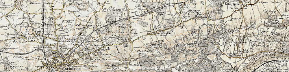 Old map of East Clandon in 1898-1909