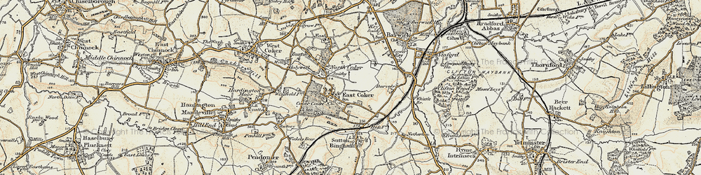 Old map of East Coker in 1899